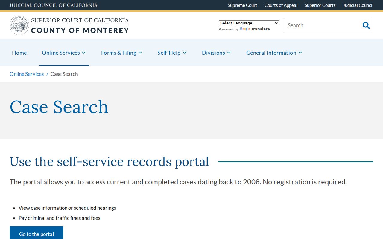 Monterey County people search court case coverage information