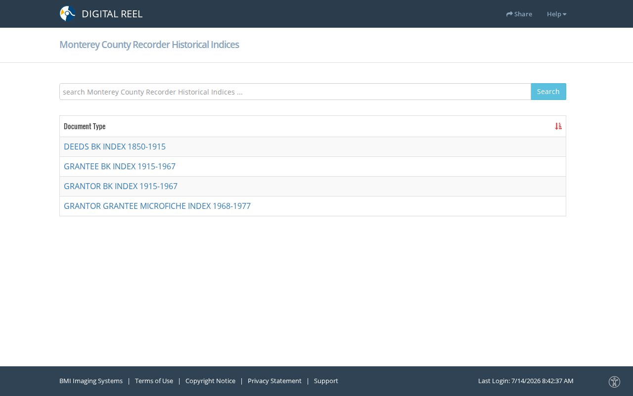 Monterey County people search historical recorder index login