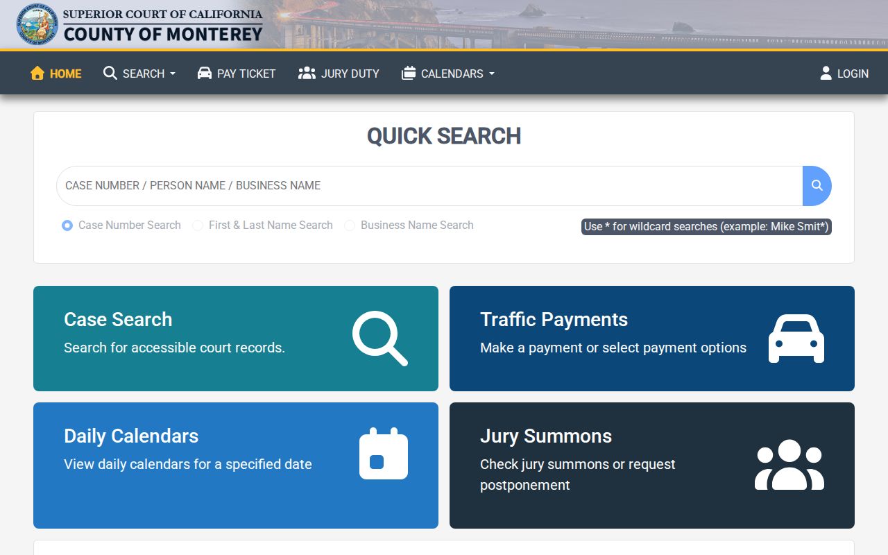 Monterey County people search Superior Court public portal
