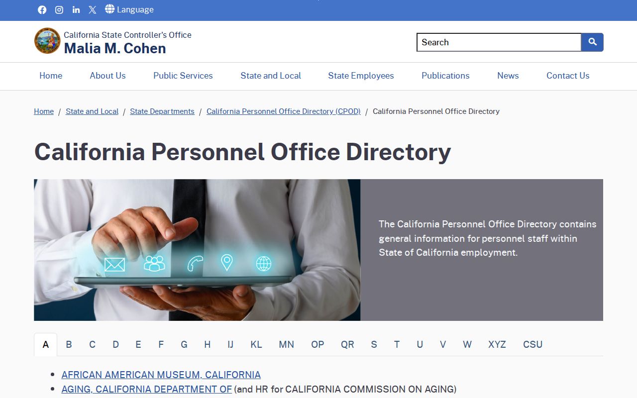 Monterey County people directories source in California Personnel Office Directory