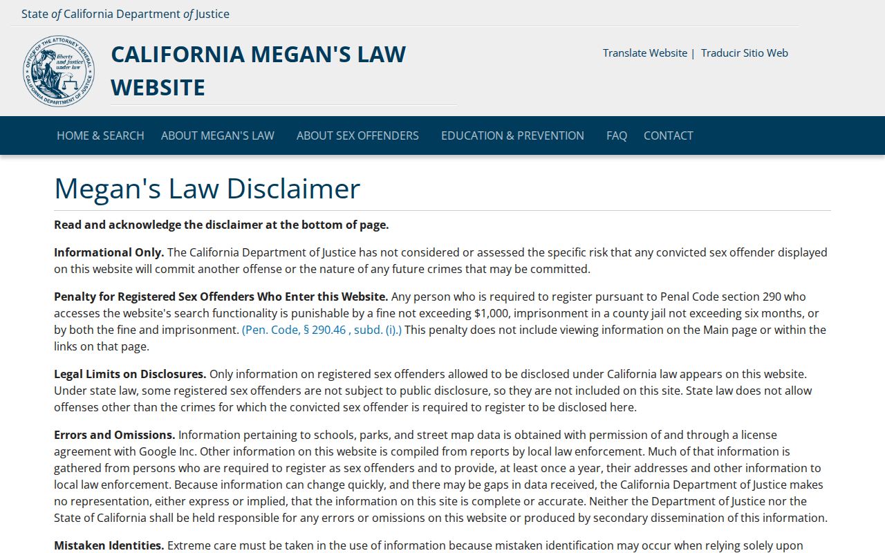 Monterey County public records access through California Megan's Law
